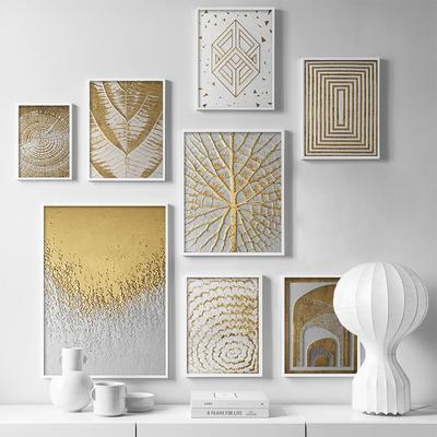 İskandinav soyut altın yaprak geometrik lüks posteri tuval boyama Modern oturma odası yatak odası ev dekor için duvar sanat baskı