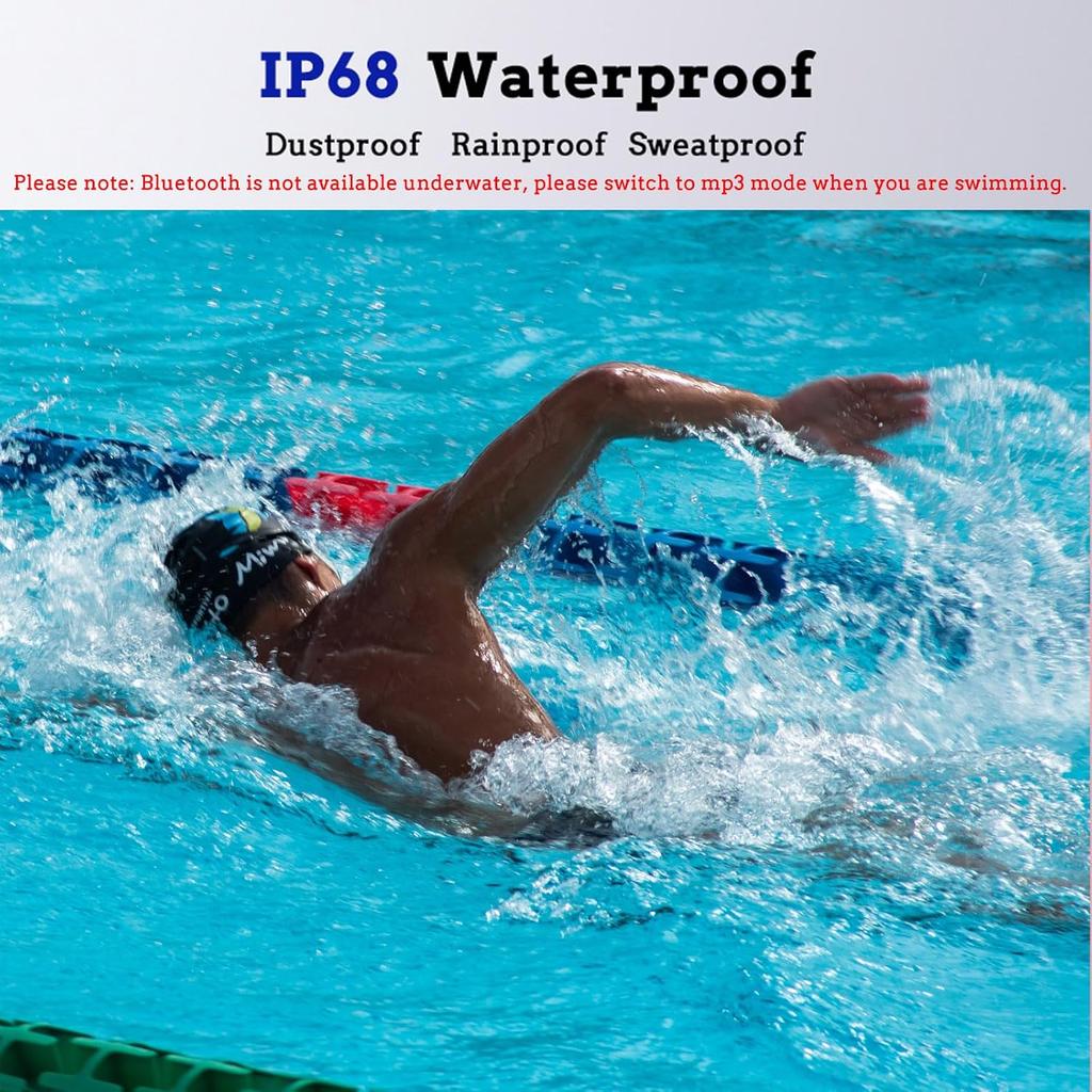 Bone Conduction Headphones, IPX8 Waterproof MP3 Swimming Headphones Underwater Music Player Built-in 32G Memory, Open-Ear Wireless Bluetooth 5.3
