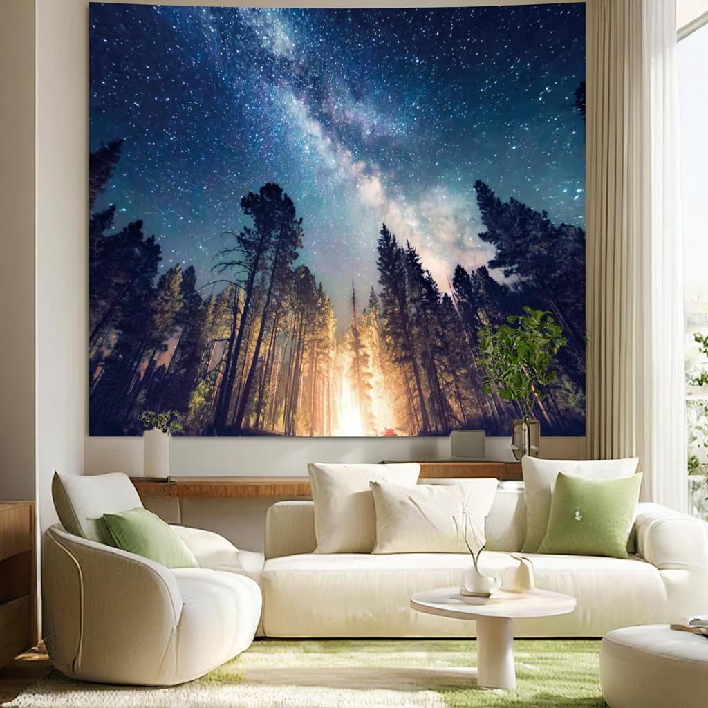 Mountain Mist and Pine Tapestry: Serene Wall Art for Tranquil Home Decoration Misty Mountain Pine Scene Tapestry Room Decor