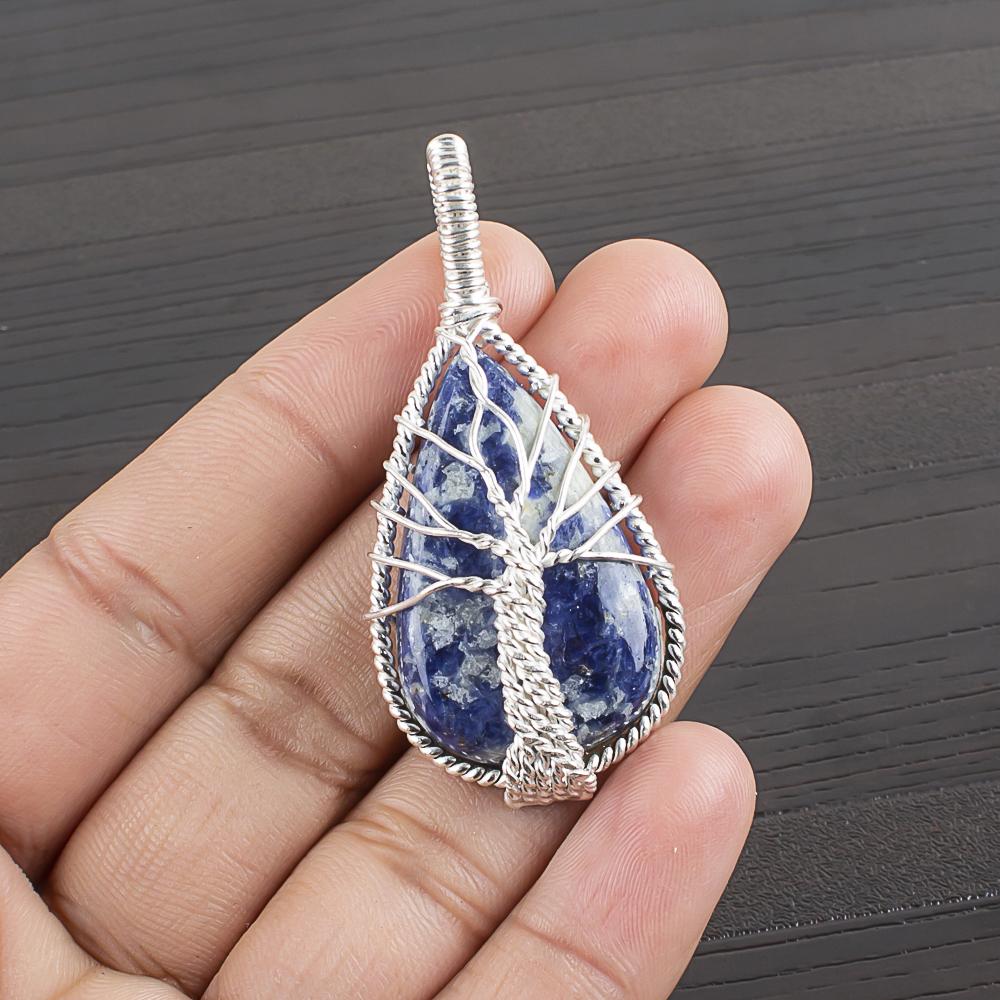 

Natural Lapis Lazuli Gemstone 925 Sterling Silver Jewelry Designer Pendant 1.79 AJP-1561