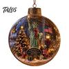 Wedding Celebration Supplies 250th Anniversary USA Christmas Ornament, Light Up Plastic Clear Ball Hanging Decoration with Festive Baubles Bell Train