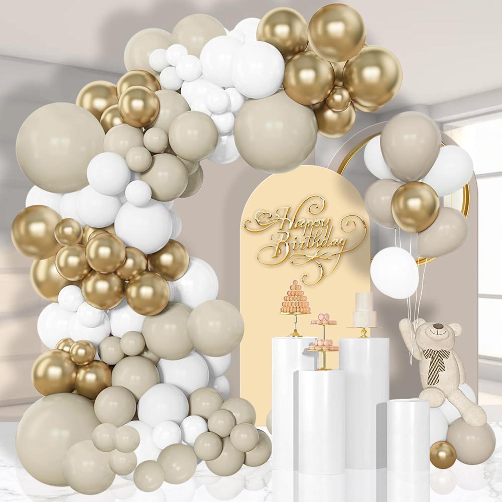 White Sand Balloons Garland White Gold Balloon Arch Kit Wedding Anniversary Kid Home Birthday Paery Graduation Decoration Globos