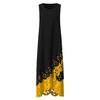 Women's Summer Fake Two Piece Swing Maxi Dress Casual Crew Neck Long Dress Hollow Flower Irregular Hem Sleeveless Tank Dress