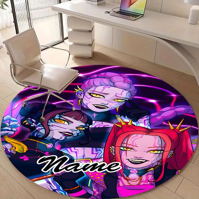 Personalized K-KPop Demon Hunters Round Chair Office Rug - Perfect for Mat, Office Chair & More - Ideal Gift for Birthdays and Holidays