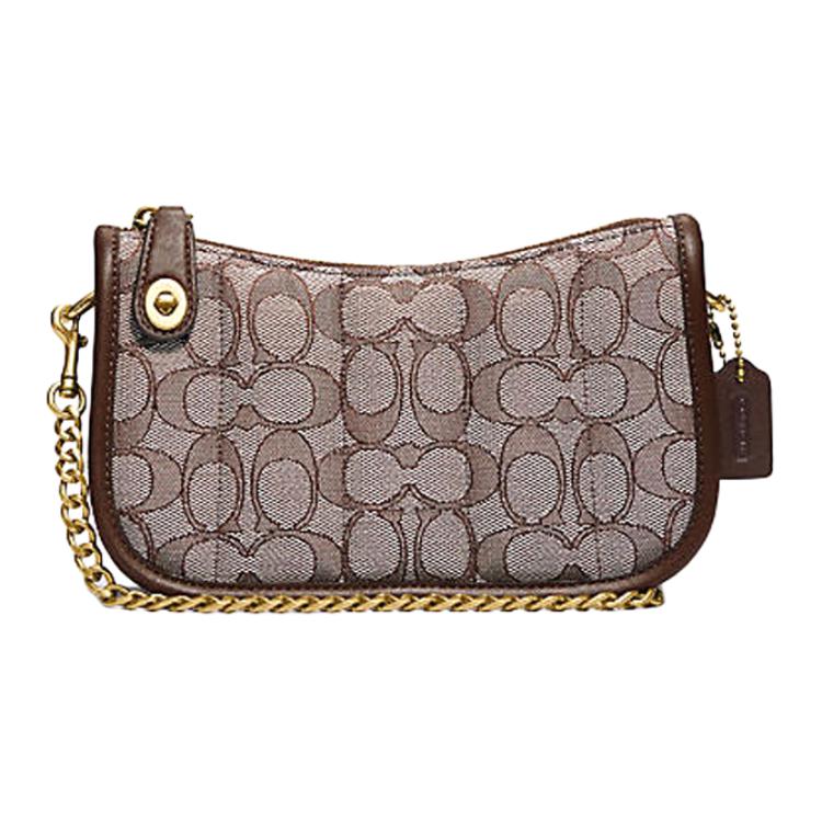 

Новая холщовая сумочка COACH с кожаной отделкой, сумка через плечо, трубы, женская, коричневая C5418-B4S0M 20.1*6.1*11.9CM