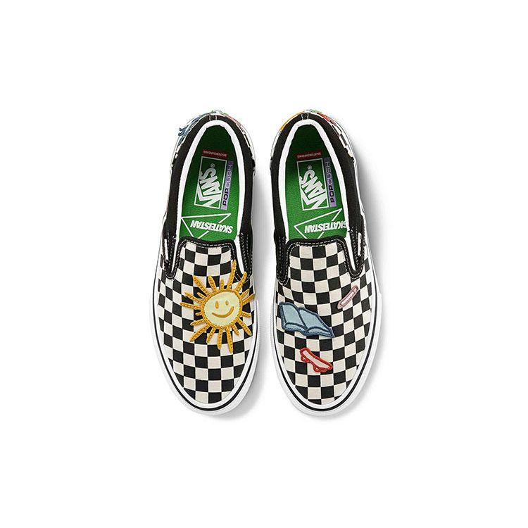 Skateistan x Vans Skate Slip-On Checkerboard Unisex Sneakers Black VN0A5FCA89C