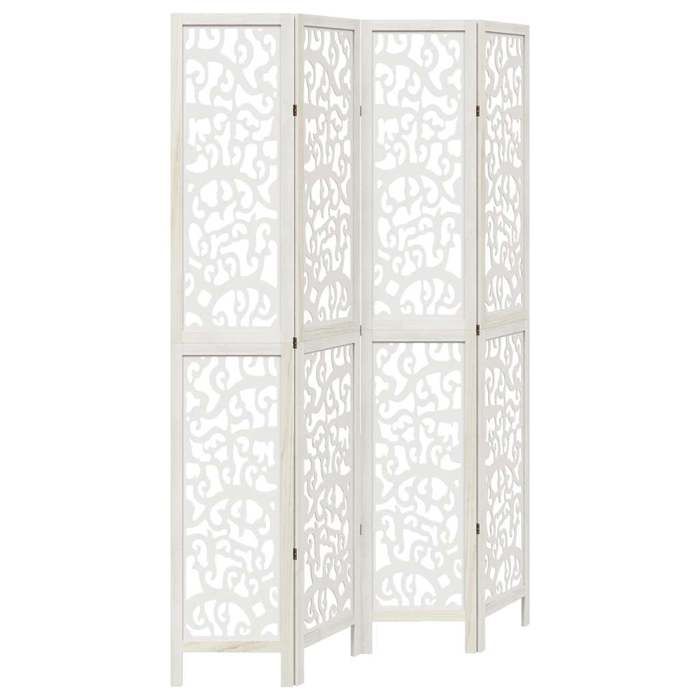VidaXL Room Divider 4 Panels, Room Separator, Privacy Screen, Living Room Bedroom Screen, White Wood 358740