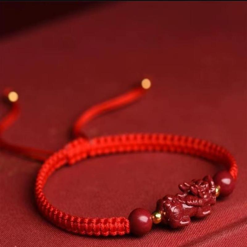 Cinnabar Pixiu Weaving Hand Rope Lucky Red String Bracelet For Women Men Jewelry Accessries