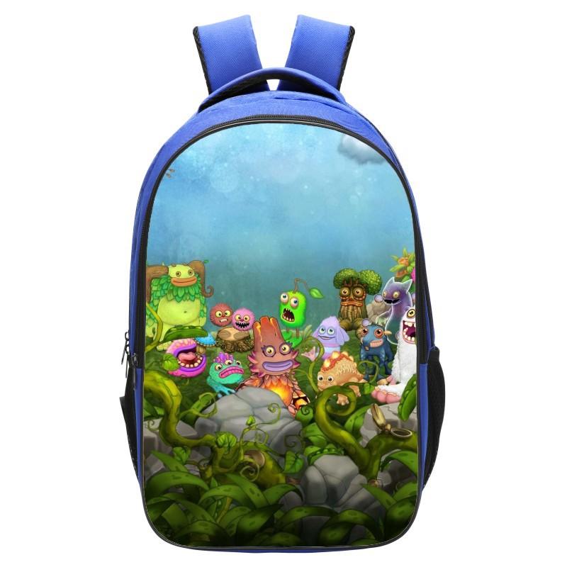 School Bag Monster Choir School Bag, Blue 16 Inch 13 Elementary School Backpack