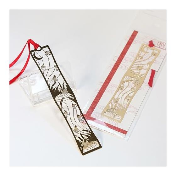 Bookmark, Japanese Bookmark, Waterside and Fireflies, Gold, WAG026, Metal, Durable, Delicate, Japanese Pattern Design, Beautiful, Tall, Practical