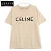 Celine Beige 2X681671Q Cotton Logo Short Sleeve T-Shirt Tops XS beigeUsed