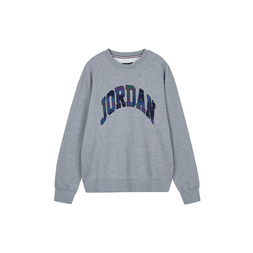 Jordan Embroidered Logo Print Crew-Neck Sweatshirt Men Sweatshirt Carbon-Ash-Grey DV1576-091