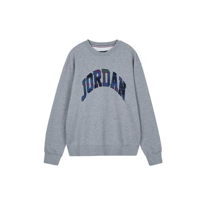 Felpa Girocollo con Stampa Logo Ricamato Uomo Felpa Grigio Cenere Carbone DV1576-091