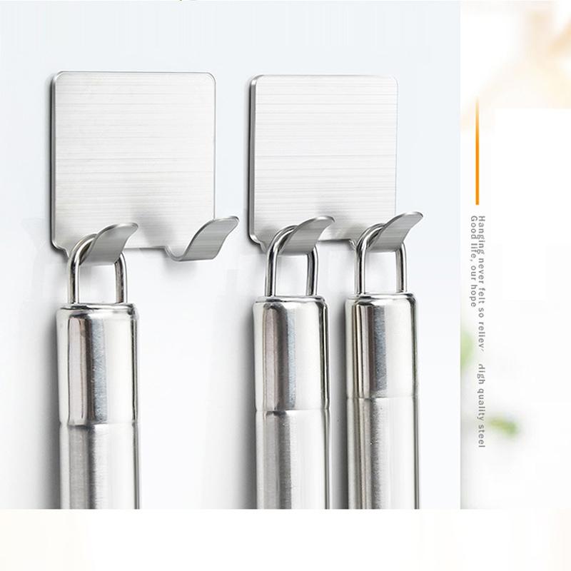 Self Adhesive Wall Hook Bathroom Kitchen Wall Door Hook Stainless Steel Hook Hanger Door Hanger Hook Holder Hat Key Towel Hooks