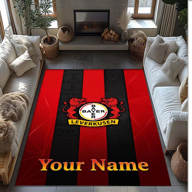 Bayer Leverkusen Fußball Gedruckter Kristall-Samt-Teppich Rutschfester Kristall-Samt-Teppich Für Sofa Schlafzimmer Innenbereich Heimdekoration