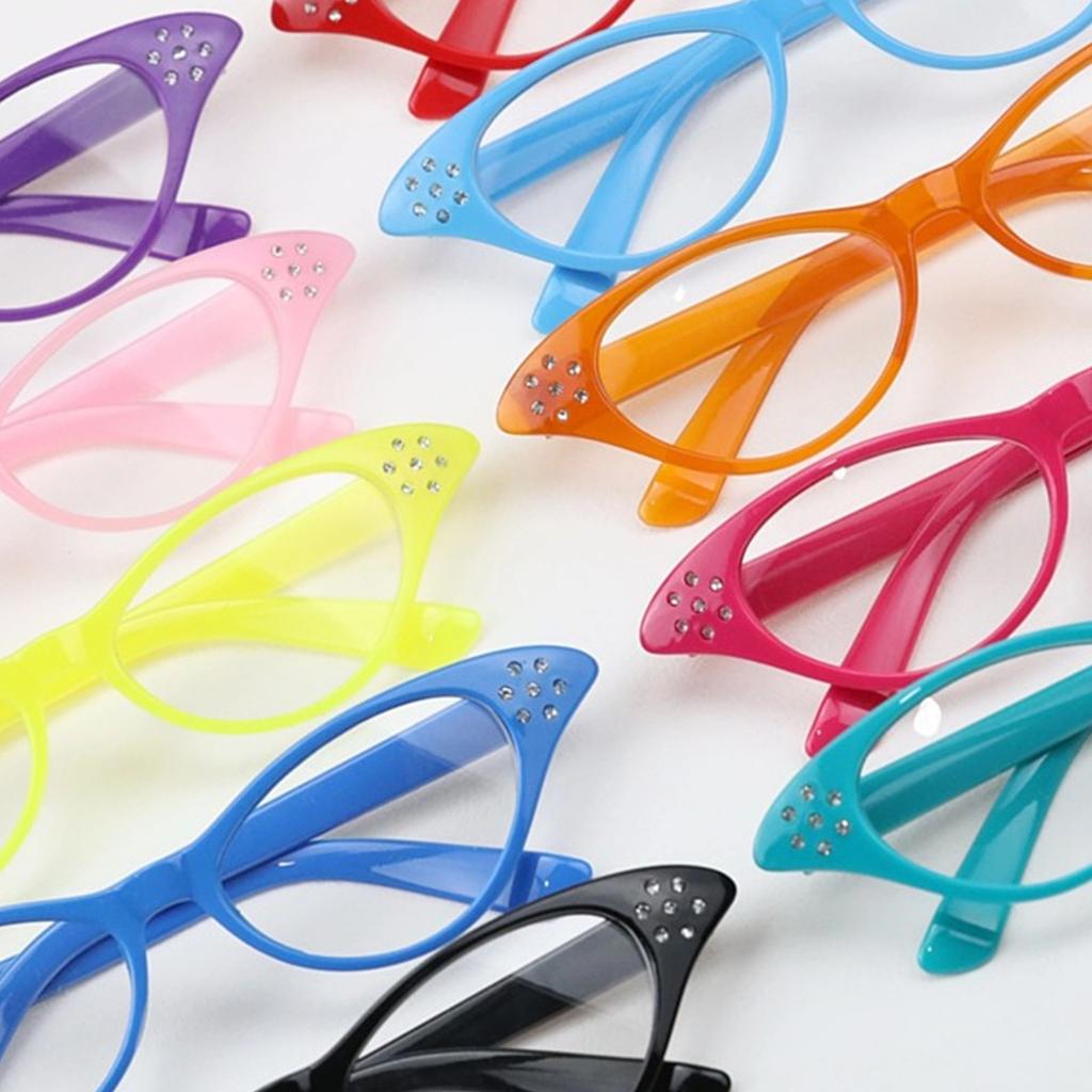 Vintage Glasses for Adult and Kids with Rhinestones Unisex Nerd Styles Clear Lens Glasses for Cosplay Costume Party