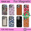 Luxury Clmj BUGR Striped Pattern Phone Case for iPhone 17 16 15 14 13 12 11 Pro Max Plus Air Magnetic Double-layer Back Cover