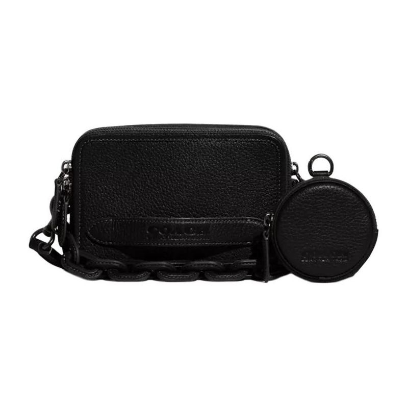 Coach Crossbody Bag Charter 19 Solid Color Detachable Shoulder Strap with Zipper Closure, Cow Leather, Mother-in-law Bag, Shoulder Bag, Small Size