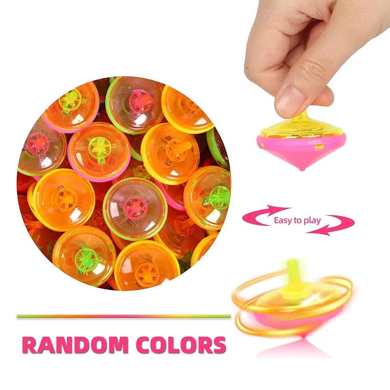 5 Pack LED Flashing Mini Spinning Tops Multicolored with Gyroscope Kids Novelty Bulk Spin Toys Party Favors Gifts