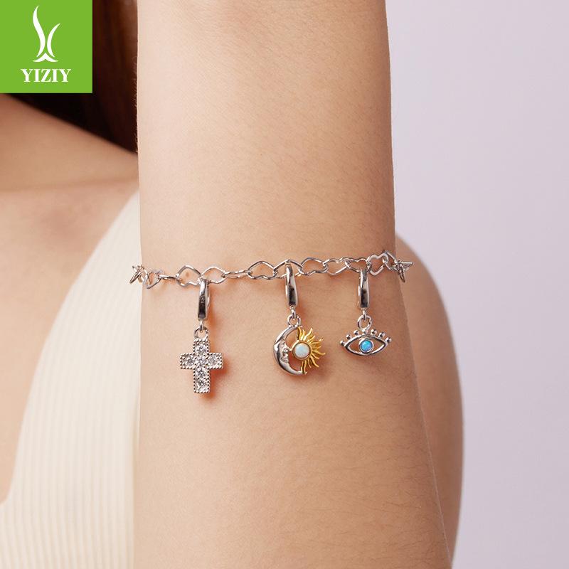Simple Love Splicing Plain Silver Bracelet Men And Women Versatile Fashion S925 Sterling Silver Bracelet Jewelry