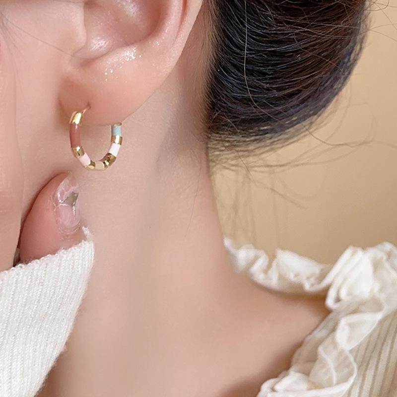 Introducing "Suddenly This Summer: Colorful Enamel Drop Earrings 2024!" French Retro Clip-On Studs - High-End Chic for Women.