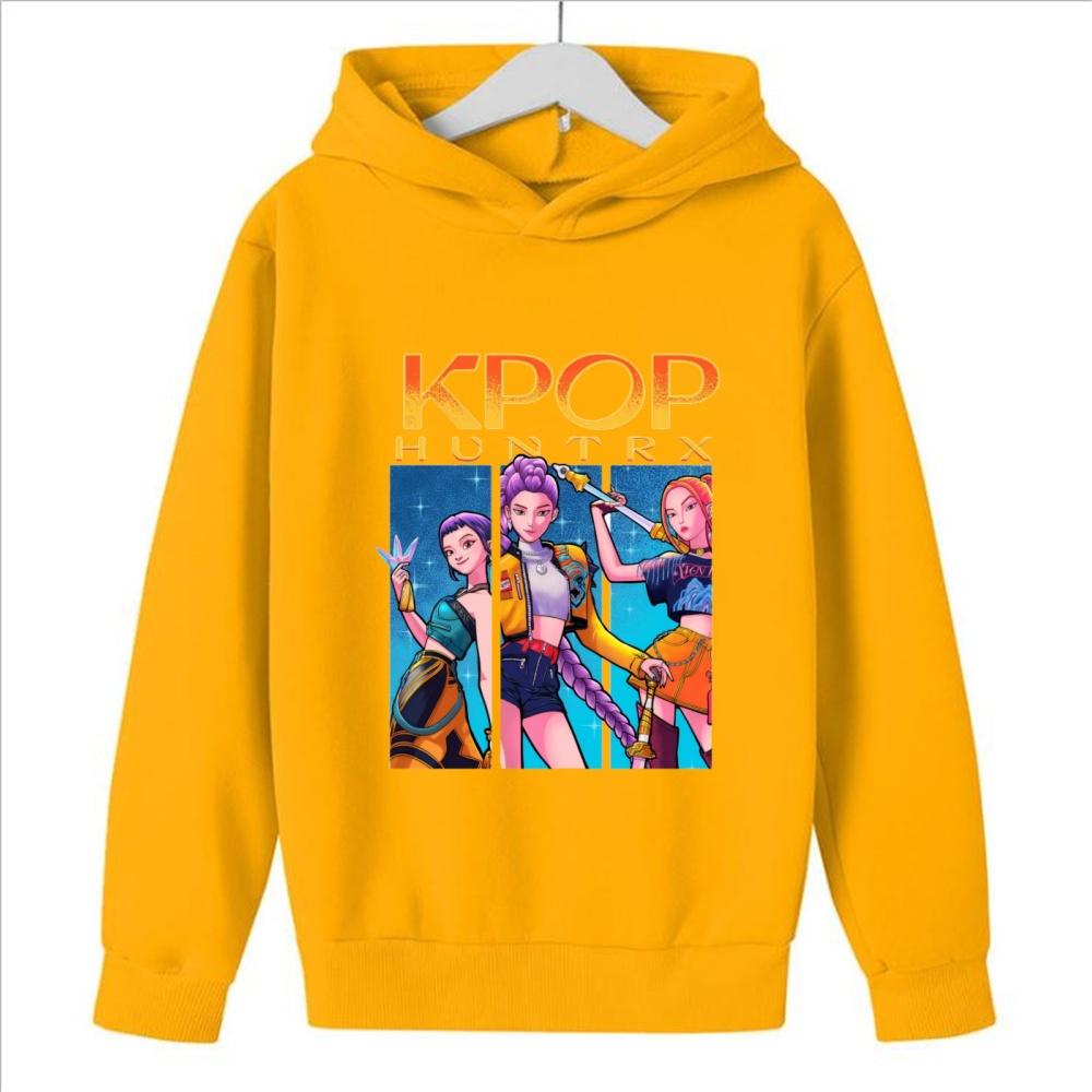 KPop Demon Girls Fashion Casual Sweatshirt Movie New Kids K-Pop Demon Hunters Hooded Tops Toddler Girl Clothes Hunters Hoodie