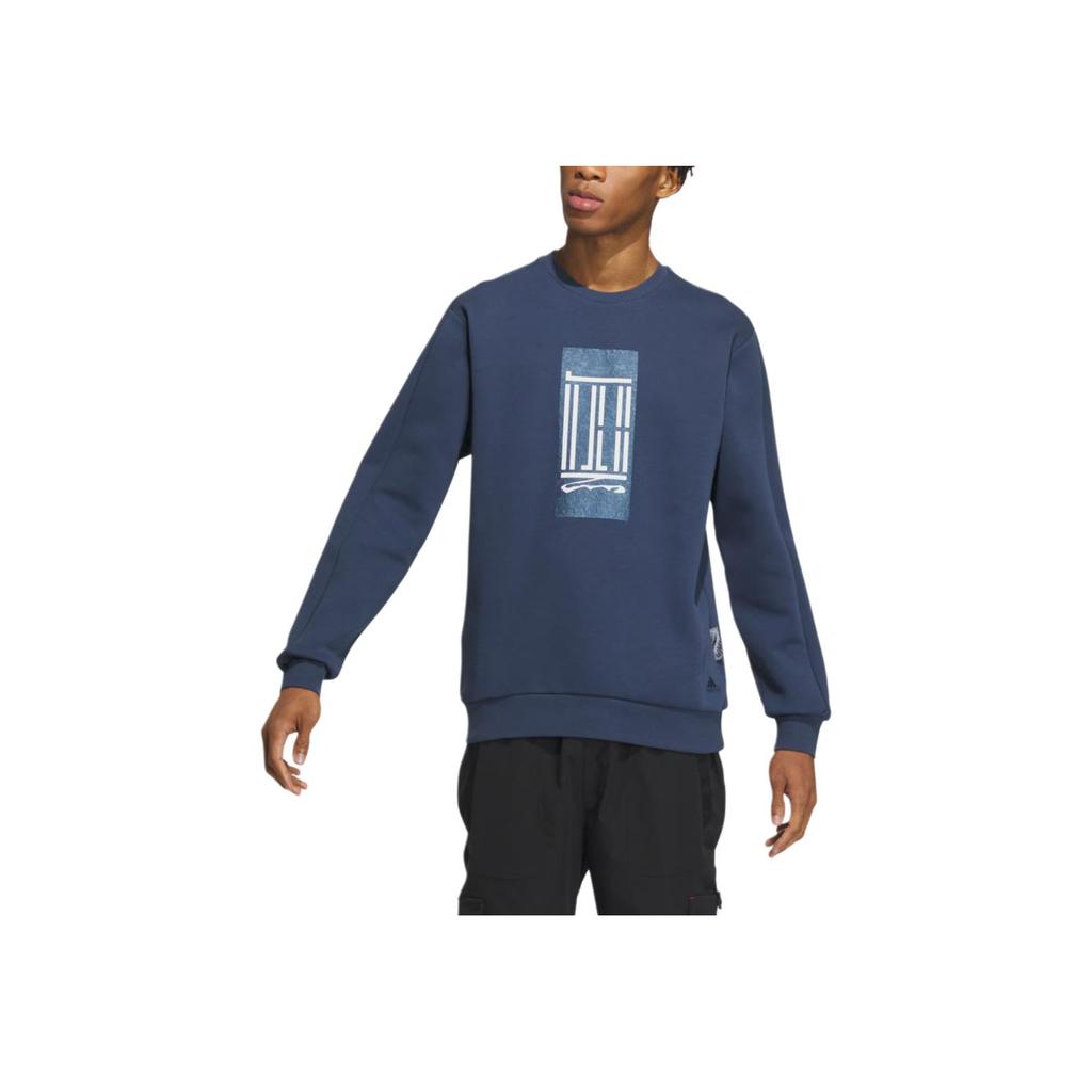 Adidas Wuji Logo Crew Sweatshirt With Geometric Pattern Print Men Sweatshirt Dark-Blue IP4947