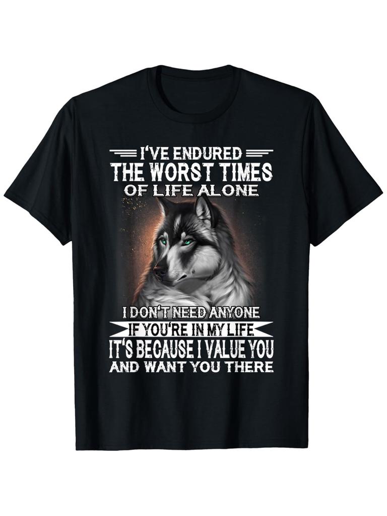 Vintage Graphic 100 Cotton TShirt Wolf And Inspirational Quote Summer