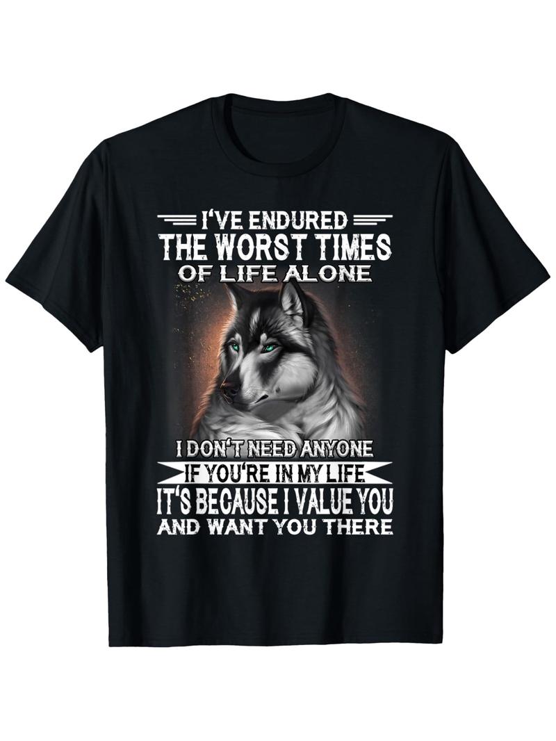 Vintage Graphic 100 Cotton TShirt Wolf And Inspirational Quote Summer L