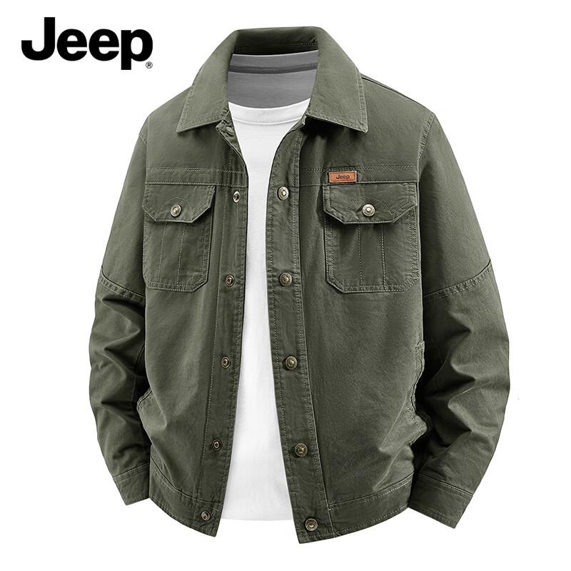JEEP Men s Washed Cotton Casual Lapel Jacket 2XL