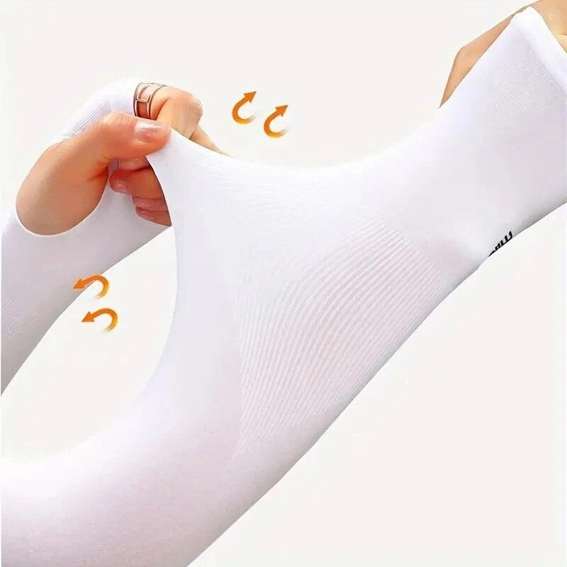 1 Pair of Women's Ice Silk Arm Sleeve Sports Sleeve Sun Protection Hand Cover Cooling Gloves For Running Fishing Bike