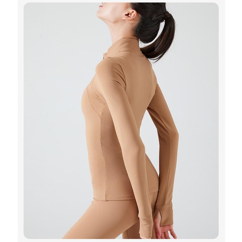 Damen Winter Gepolstertes Fitness Langarmshirt Übung Laufen Yoga Top