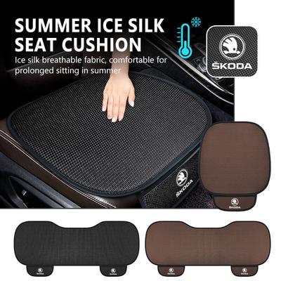 For Breathable Car Seat Cover Ice Silk Summer Car Seat Cushion Protector Kamiq MK3 Roomster Rapid Kodiaq Karoq Fabia Enyaq