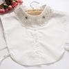 1 pezzo di camicia decorativa da donna con strass in rilievo, colletto falso, ricamo in pizzo, ricamo in pizzo