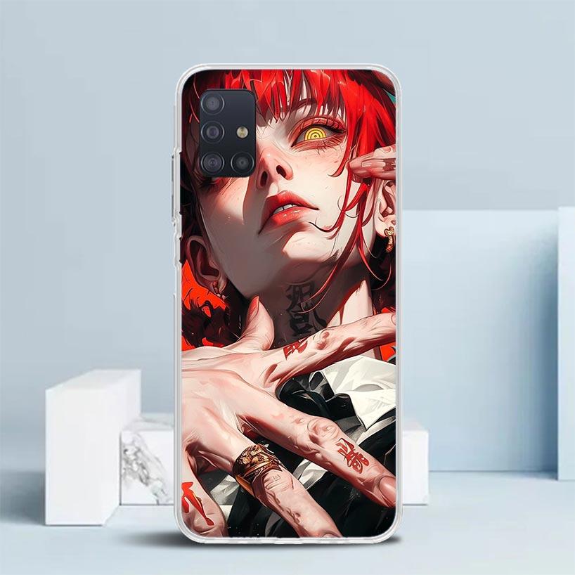 C-Chainsaw Mans Makima Soft Cover for Samsung Galaxy A12 A22 A32 A52 A72 A02S Phone Case Note 20 Ultra 10 S10 Plus A51 A71 A50S