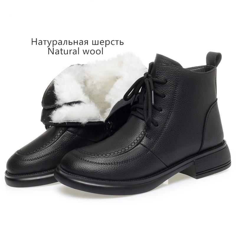 Módní dámské sněhule AIYUQI z pravé kůže 2025 Zima Nové přírodní vlna dámské kotníkové boty protiskluzové velká velikost máma boty