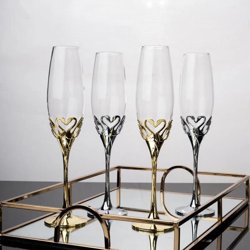 Kreativt Kristallglas med Diamantbägare, Bröllopschampagneglas, Färgbox, Premium Retrobägare, 2-pack