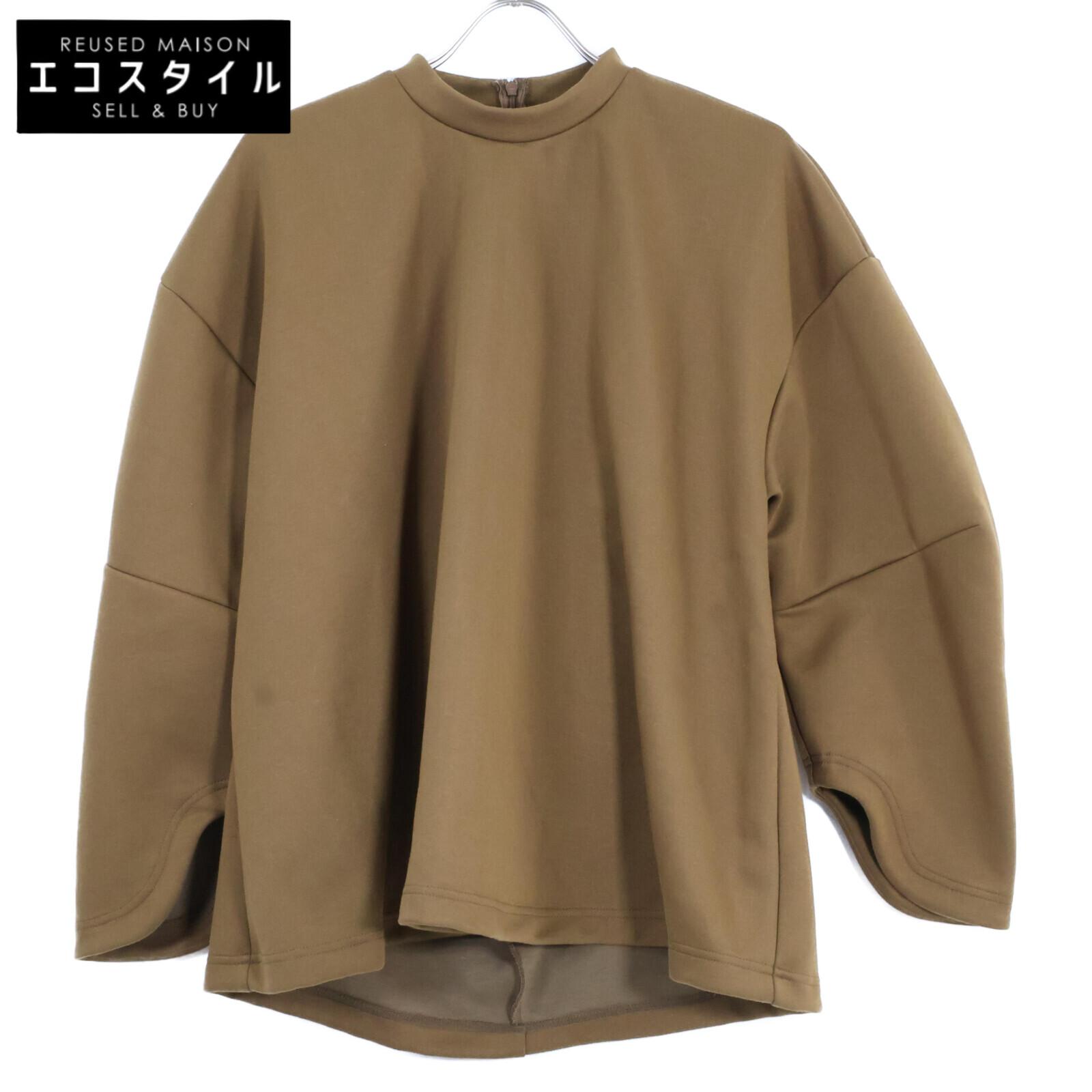 

ENFOLD 23Stainless Steel Olive Brown Cotton Blend VASE PULLOVER/Sweat Pullover tops 38 BrownUsed