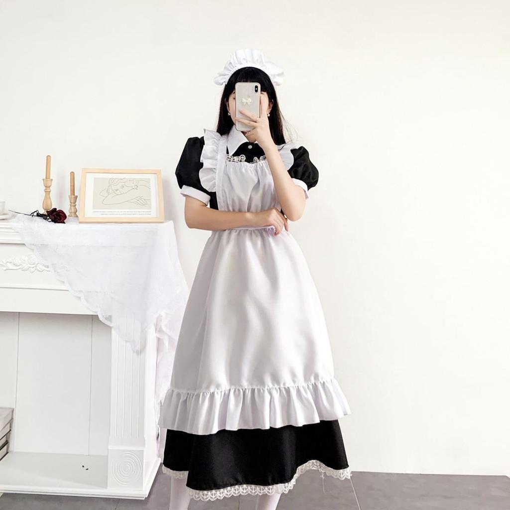 3pcs Sets French Butler Cosplay Costume Traditional Maid Long Skirt Maid Outfit British Butler Dress Japanese Uniform Cute Fancy Party Dresses