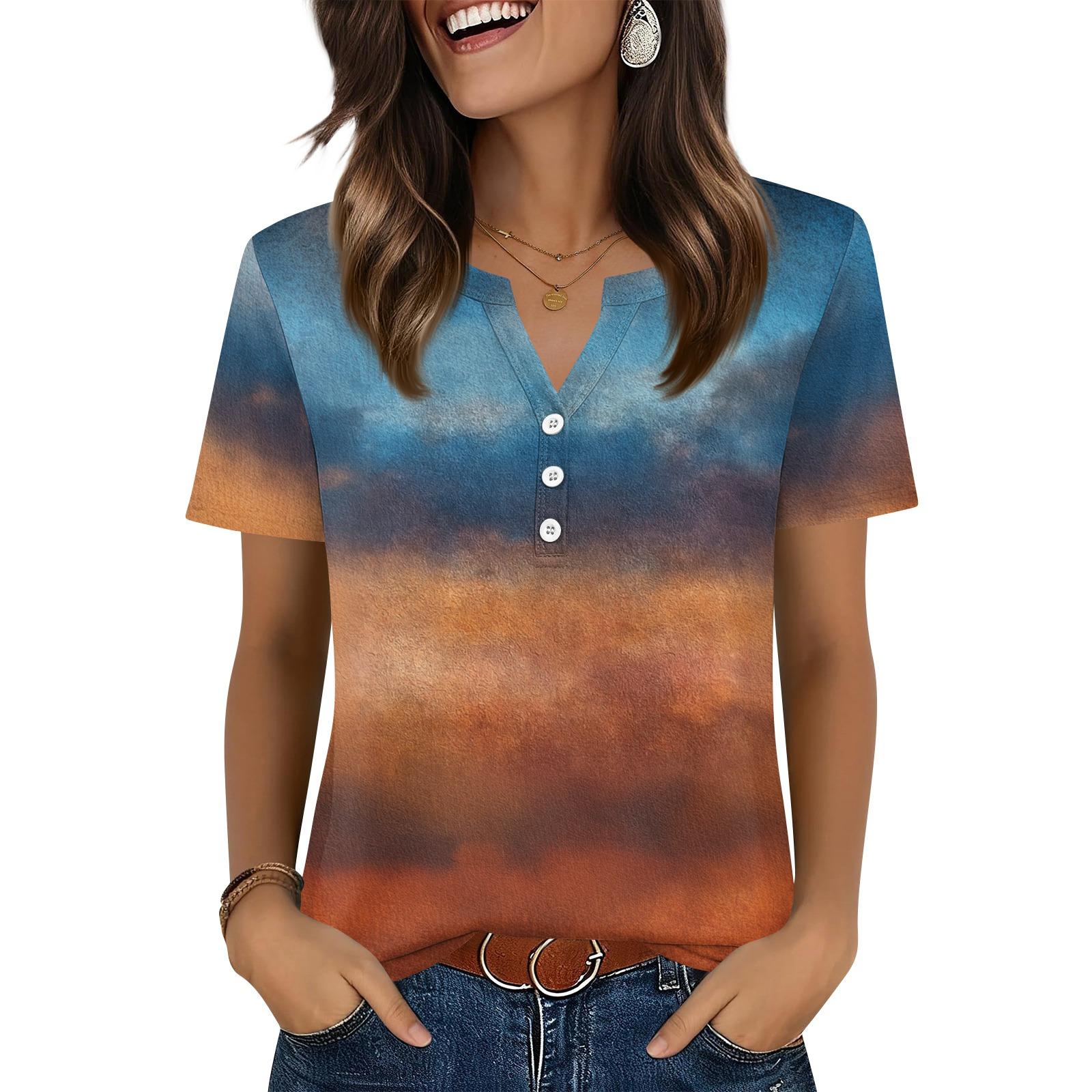 

Женская футболка с принтом «День независимости» на пуговицах с коротким рукавом, повседневная, выходного дня, модная, базовая, с V-образным вырезом, обычная XXXL