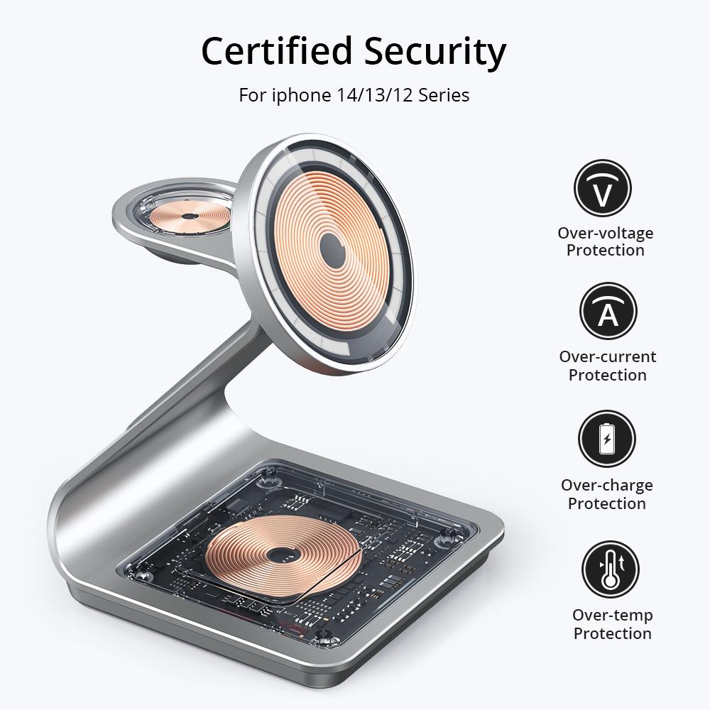 Z Type Metal 3in1 Wireless Charger For Iphone 13/15/14 Pro Max Fast Macsafe Wireless Chargers For Apple Watch 8/airpods 2