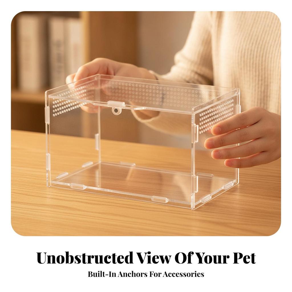 Transparent Acrylic Display Box with Assembled Panels Clear Reptile