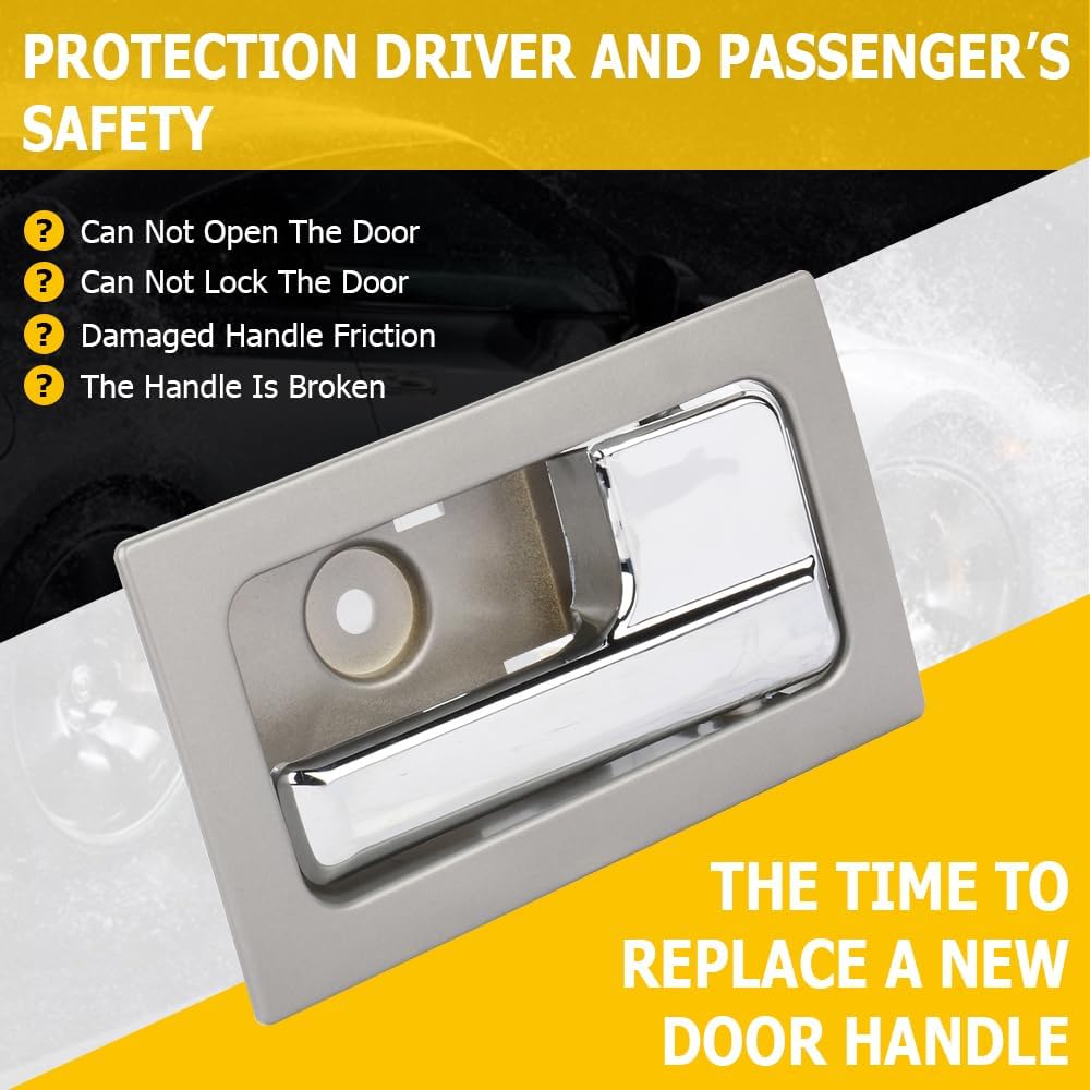 OCPTY Passenger Right Driver Left Interior Door Handle Replacement fit 2009-2014 for Ford F-150 Chrome 222163604233 9L3Z-1522601-CB 9L3Z1522601CB