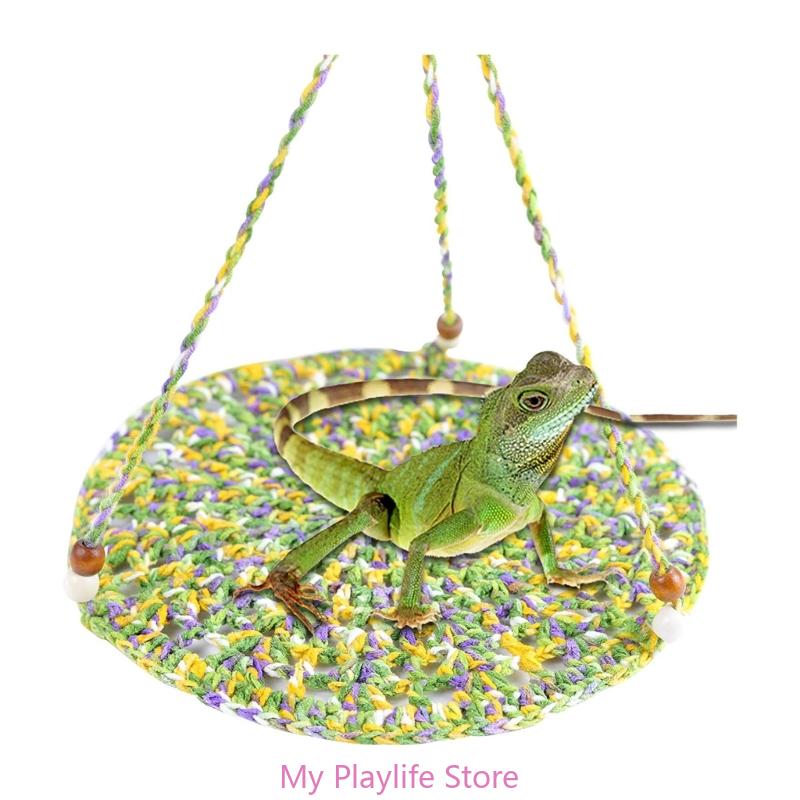 Reptile Summer Hammocks Lizards Hammock Bearded Dragons Round Crocheted Net Hammock Bed Crocheted Supplies
