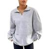 2024 Autumn/Winter Plus Velvet Half-Zip Polo Collar Loose Hoodie for Women
