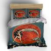 Mermaid and Red Moon Waves Bedding Duvet Cover Set Duvet Cover Pillowcases  (1*Duvet Cover 2*Pillowcases, without duvet insert)