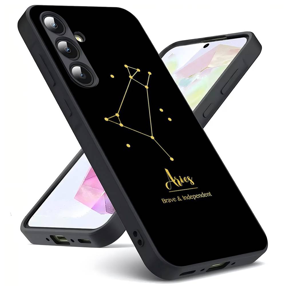 12 Constellations Zodiac Signs Luxury Black Phone Case For Samsung Galaxy S23 S24 S25 Ultra S22 Plus S21