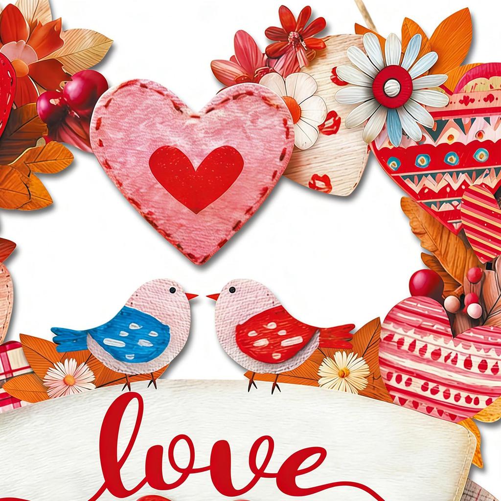 Wooden Love Heart Decorative Sign Valentines Door Sign Rustic Front Door Hangable Decorations for Outdoor Indoor Living Room