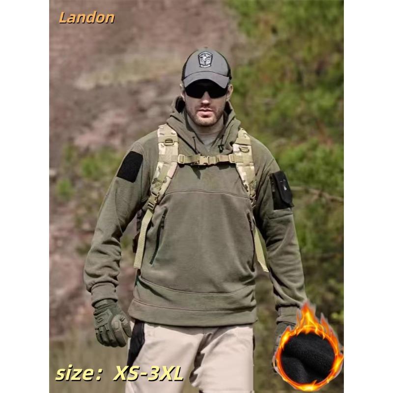 Hooded Outdoor Men's Sweater Polar Fleece Hooded Pullover Jacket Windproof Warm Top