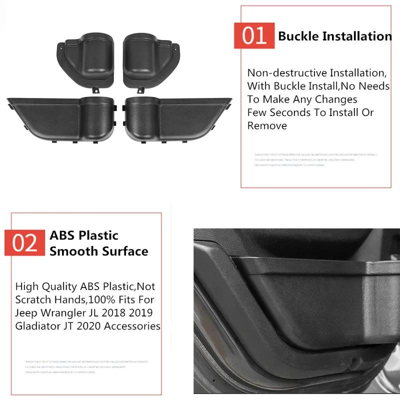 Front Rear Side Door Storage Box Phone Holder Tray Organizer for Jeep Wrangler JL JLU Sports Gladiator JT 2018- Accessories